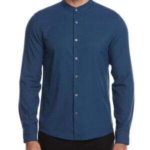 Perry Ellis Men’s XXL Banded Collar Stretch Long Sleeve Shirt (New, Dark Denim)